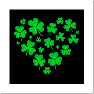 Lucky Heart Made of Shamrock Leaves Gift for Men and Women Posters and Art